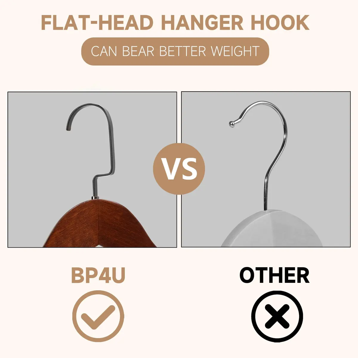 BP4U Wooden Suit Hangers with Non Slip Pants Bar Walnut 12-Pack | Heavy Duty Suit & Coat Organizers - view 7