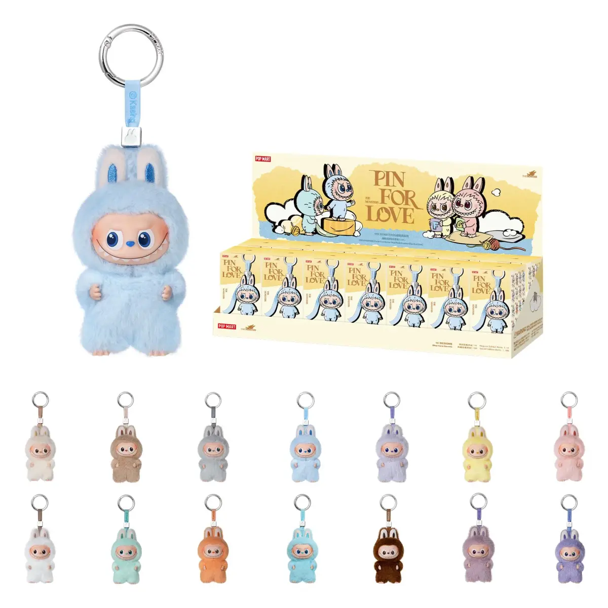 POP MART THE MONSTER PIN FOR LOVE SERIES Blind Box Whole Set | 14 Vinyl Plush Pendants - main product image