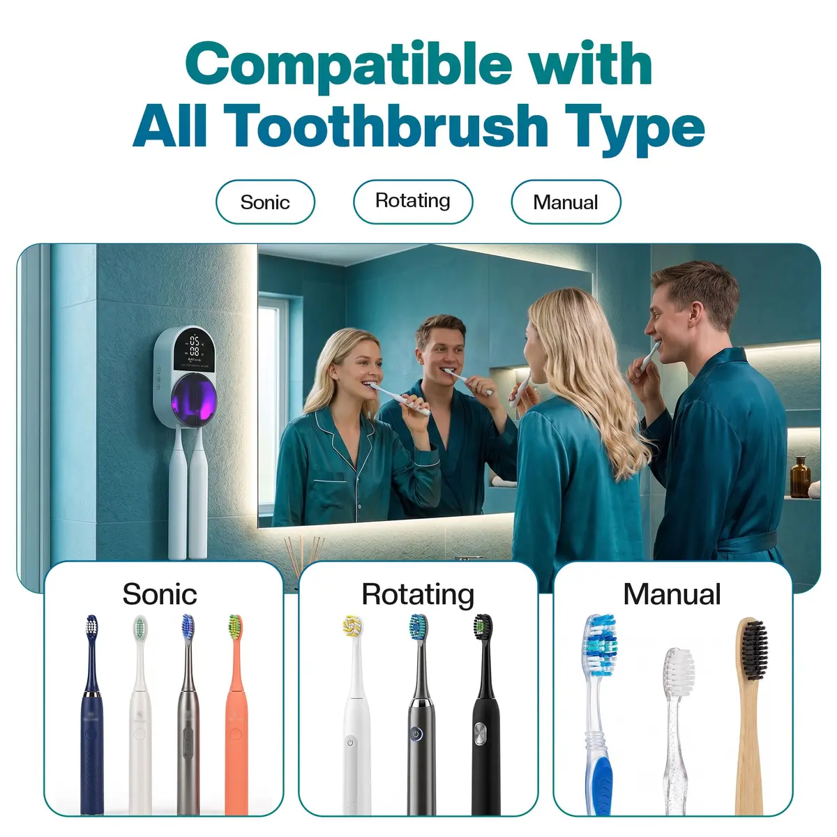 JetFresh UV Toothbrush Sanitizer & Holder with Fan Drying | Wall Mounted UV-C Cleaner for Bathroom - view 7