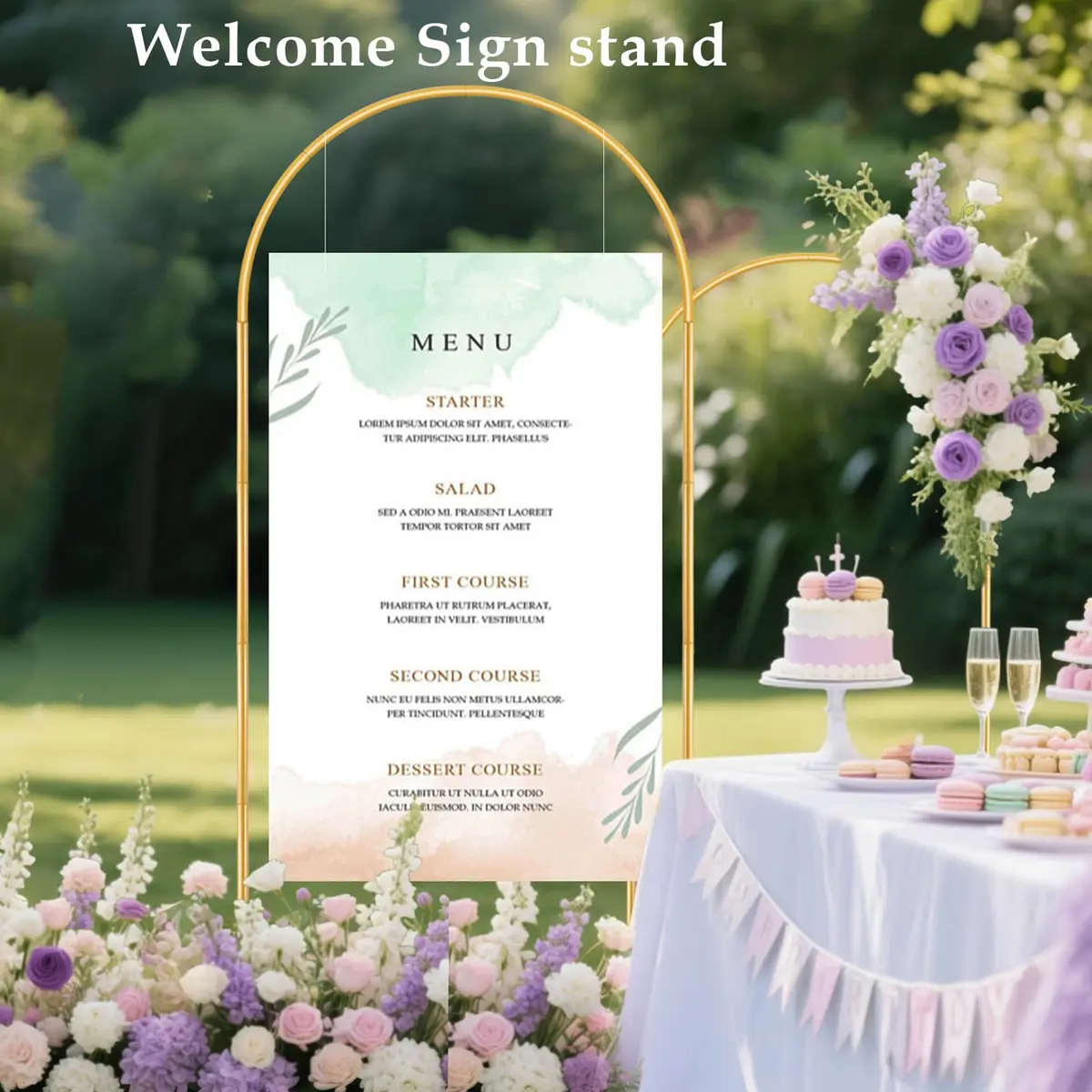 Nisoger 2 Pack Metal Arch Backdrop Stand 2.2m (7.2 ft) & 1.8m (6 ft) Gold Balloon Arbor Frame | Heavy Duty Wedding Party Decor - view 5