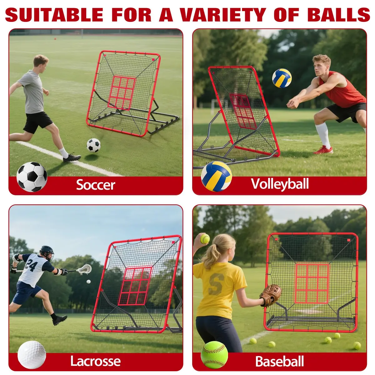 EcoSummer Baseball Rebounder Net 4x4.5Ft | Heavy Duty UV-Resistant Solo Practice Trainer - view 6