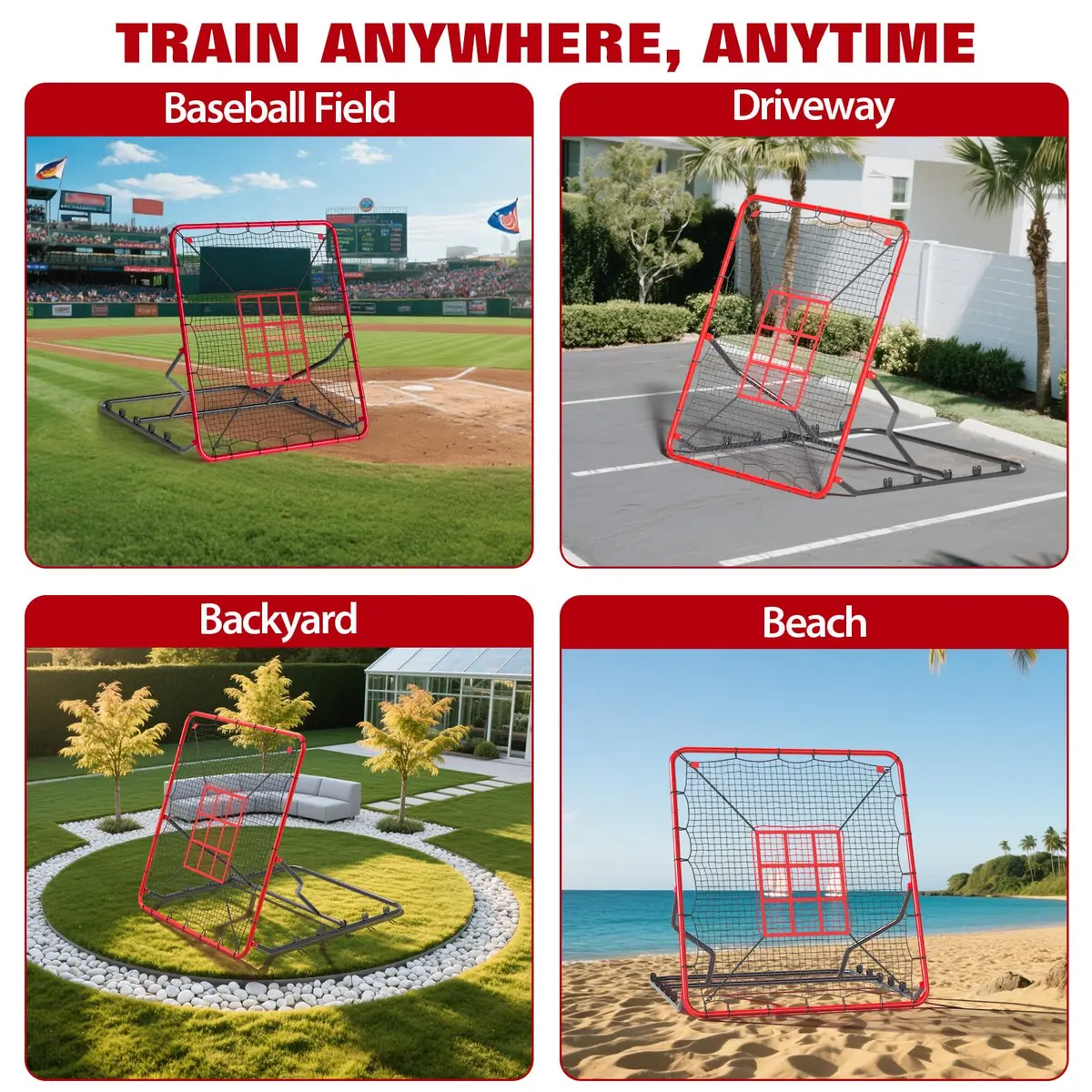 EcoSummer Baseball Rebounder Net 4x4.5Ft | Heavy Duty UV-Resistant Solo Practice Trainer - view 7