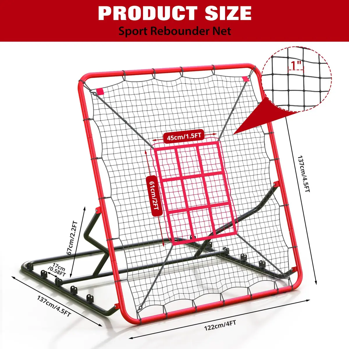 EcoSummer Baseball Rebounder Net 4x4.5Ft | Heavy Duty UV-Resistant Solo Practice Trainer - view 2