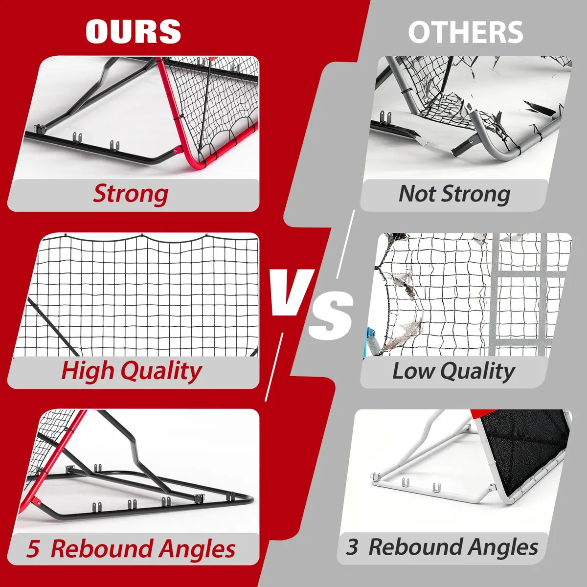 EcoSummer Baseball Rebounder Net 4x4.5Ft | Heavy Duty UV-Resistant Solo Practice Trainer - view 3