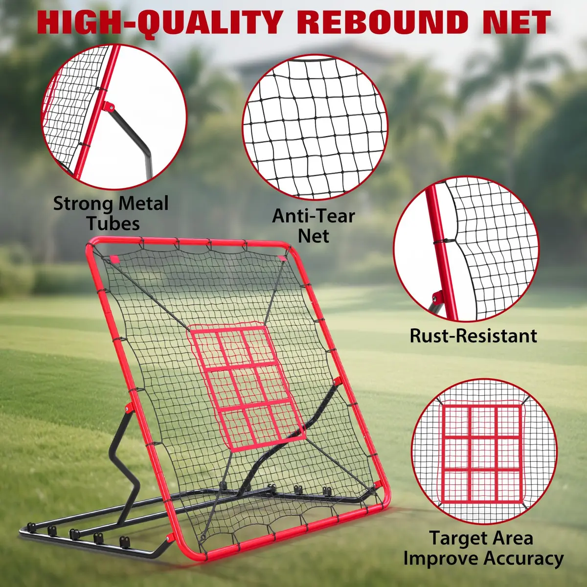 EcoSummer Baseball Rebounder Net 4x4.5Ft | Heavy Duty UV-Resistant Solo Practice Trainer - view 4