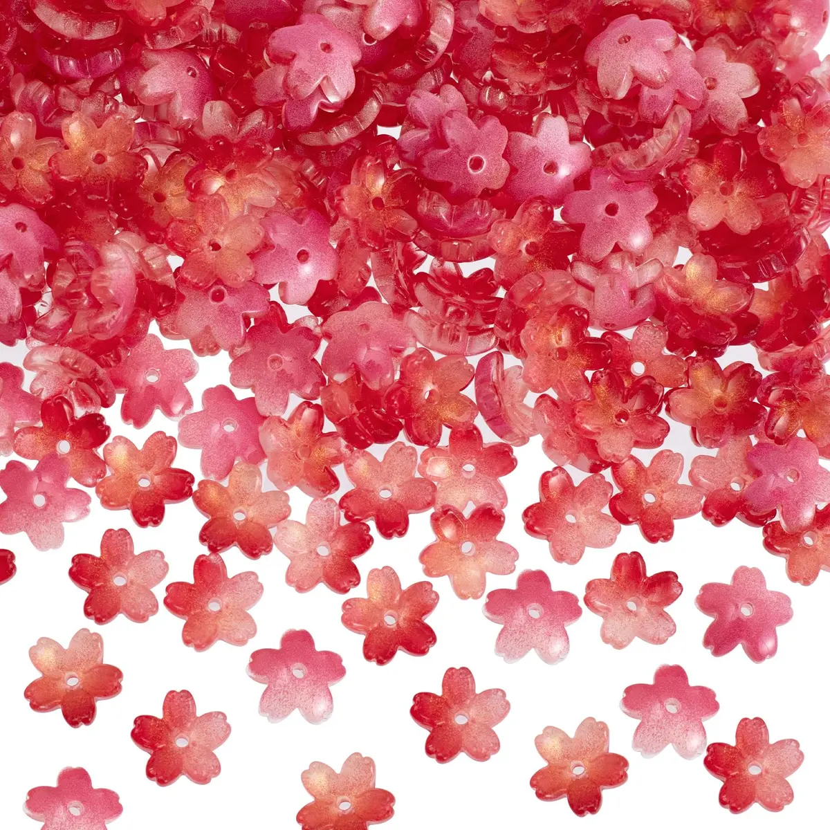 PAGOW 160 Pcs Glass Flower Beads | Cherry Blossom Jewelry Craft Beads for DIY - main product image