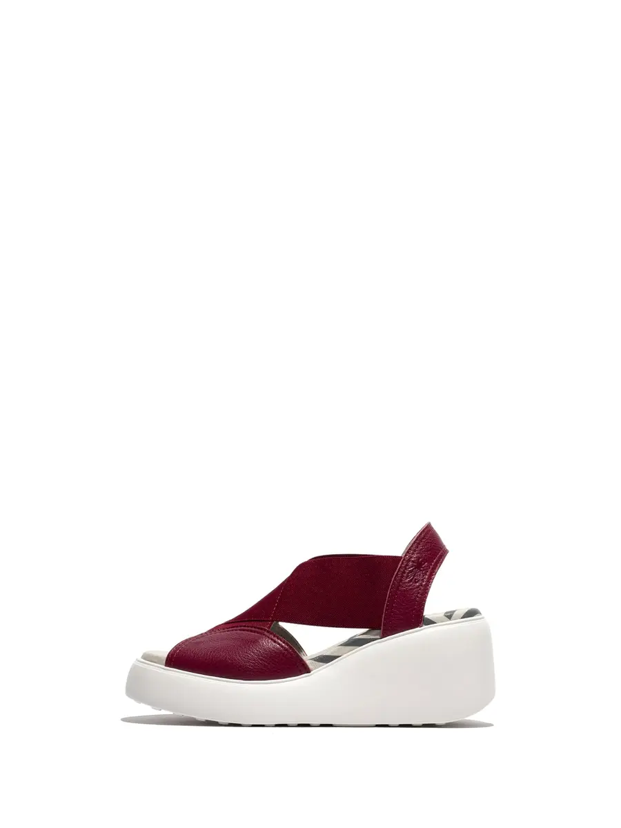 FLY London Women's Daif216fly Sandal, berry, 5.5 | Casual Comfort with Wedge Heel - main product image