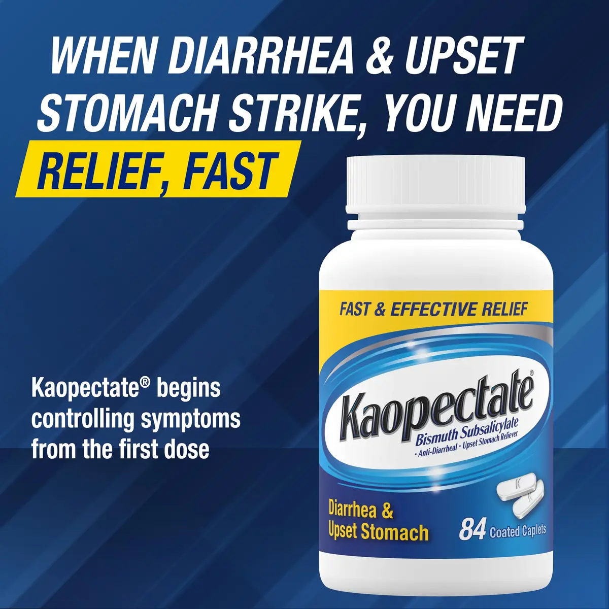 Kaopectate Multi-Symptom Anti-Diarrheal & Upset Stomach Reliever, 84 Caplet | Fast GI Discomfort Relief for Adults - view 4