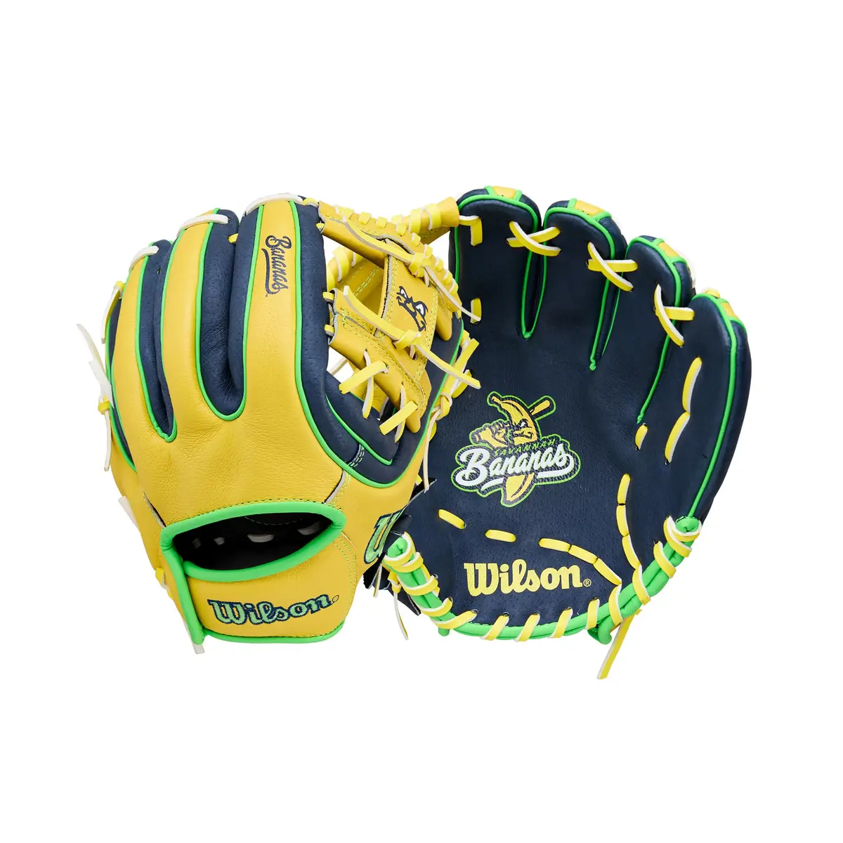 Wilson 2026 A450 Bananas 11" Infield Baseball Glove | Youth Right Hand Throw, Yellow/Navy/Neon Green - main product image
