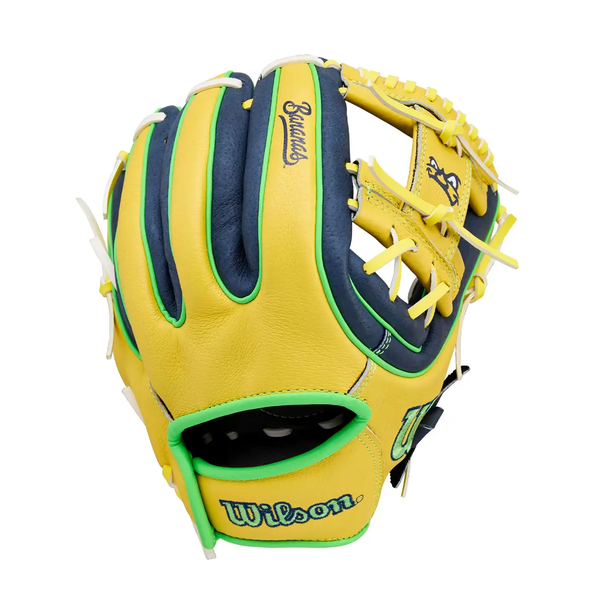 Wilson 2026 A450 Bananas 11" Infield Baseball Glove | Youth Right Hand Throw, Yellow/Navy/Neon Green - view 2