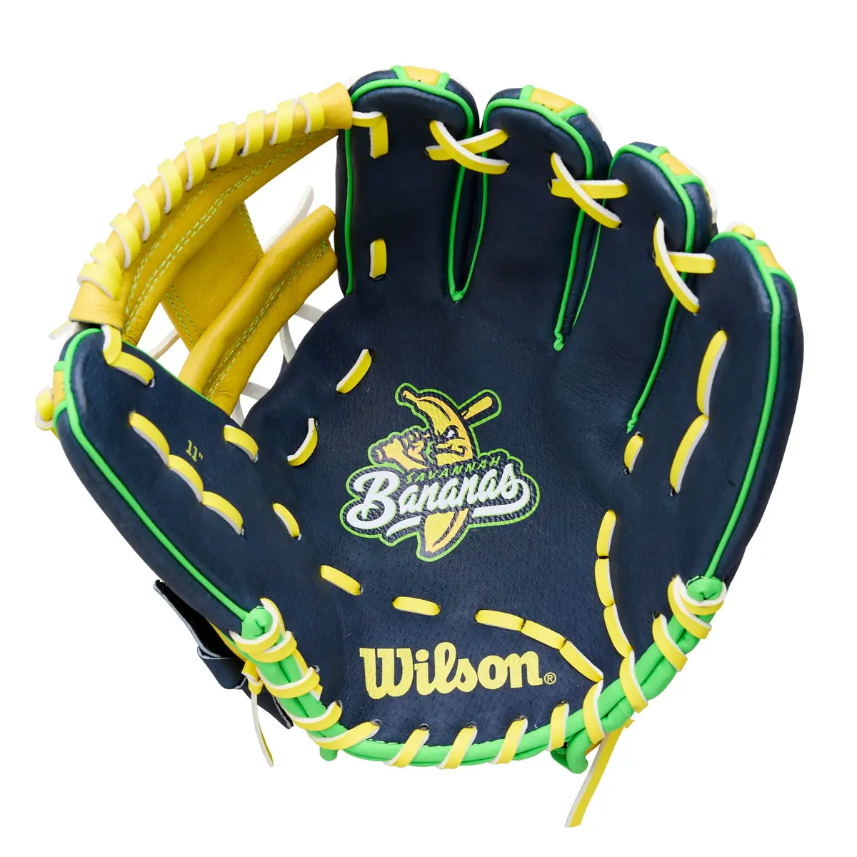 Wilson 2026 A450 Bananas 11" Infield Baseball Glove | Youth Right Hand Throw, Yellow/Navy/Neon Green - view 3