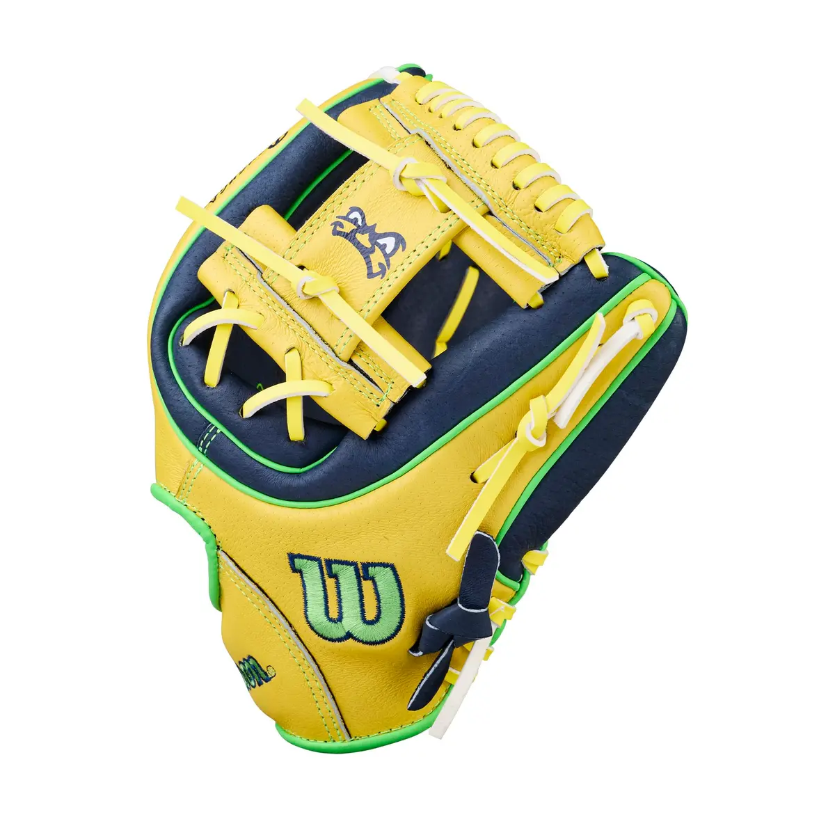 Wilson 2026 A450 Bananas 11" Infield Baseball Glove | Youth Right Hand Throw, Yellow/Navy/Neon Green - view 4