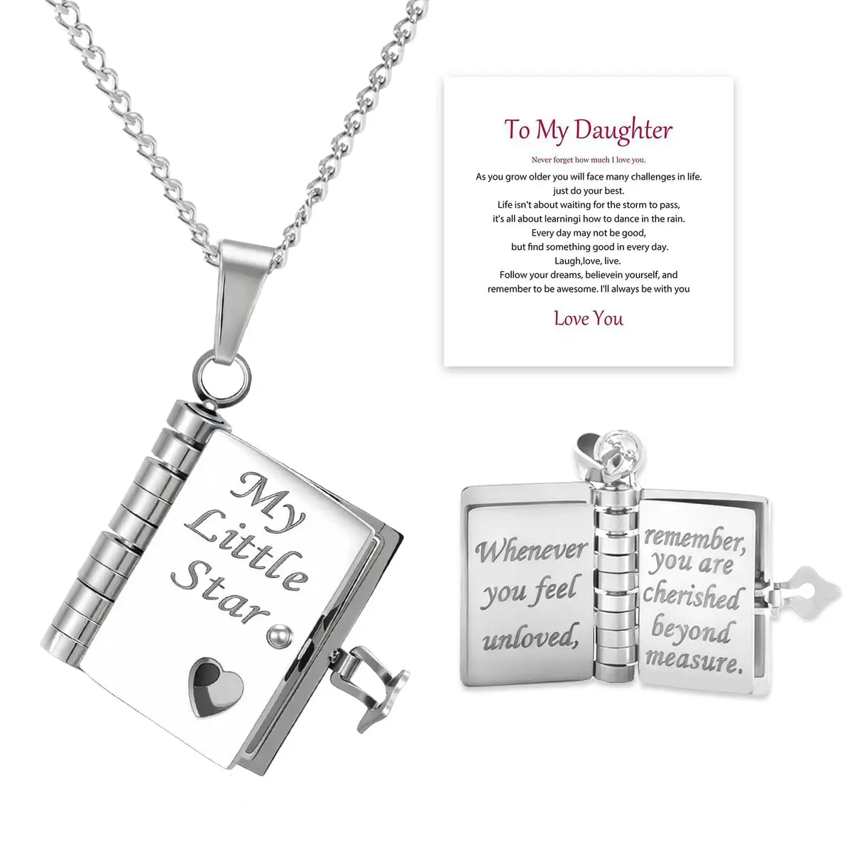 Roe Dolph My Little Star Book Necklace Gift for Daughter & Granddaughter | Meaningful Keepsake for Mothers Day - main product image