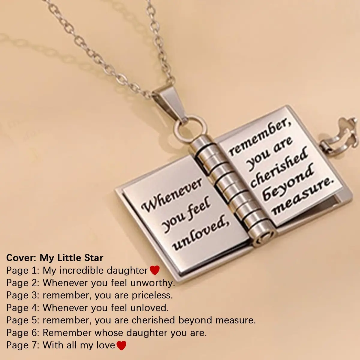 Roe Dolph My Little Star Book Necklace Gift for Daughter & Granddaughter | Meaningful Keepsake for Mothers Day - view 7