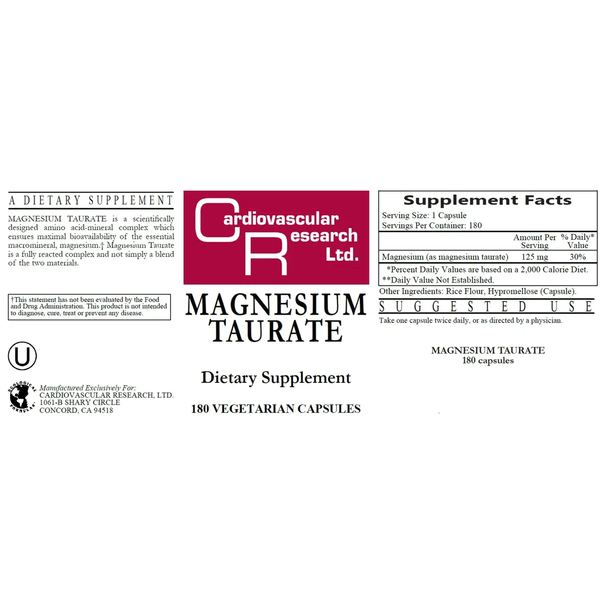 Cardiovascular Research Magnesium Taurate 125 mg | Supports Heart & Muscle Recovery - view 3