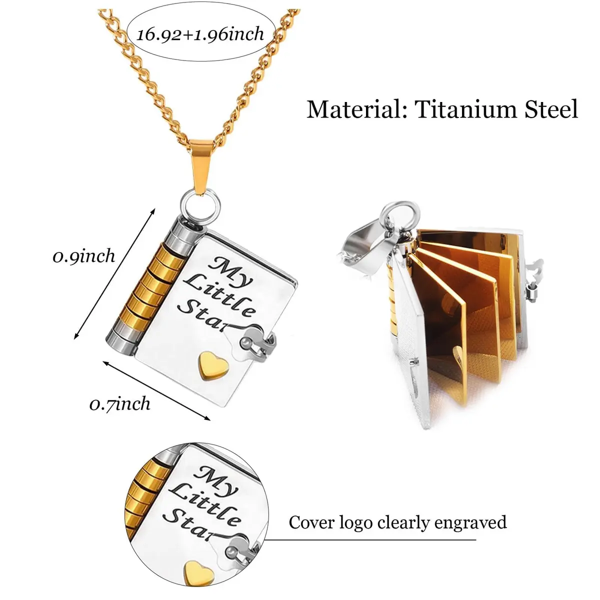 Roe Dolph My Little Star Book Necklace Gift for Daughter & Granddaughter | Meaningful Keepsake, Mothers Day Gift, Pendant Necklace, Emotional Jewelry - view 6