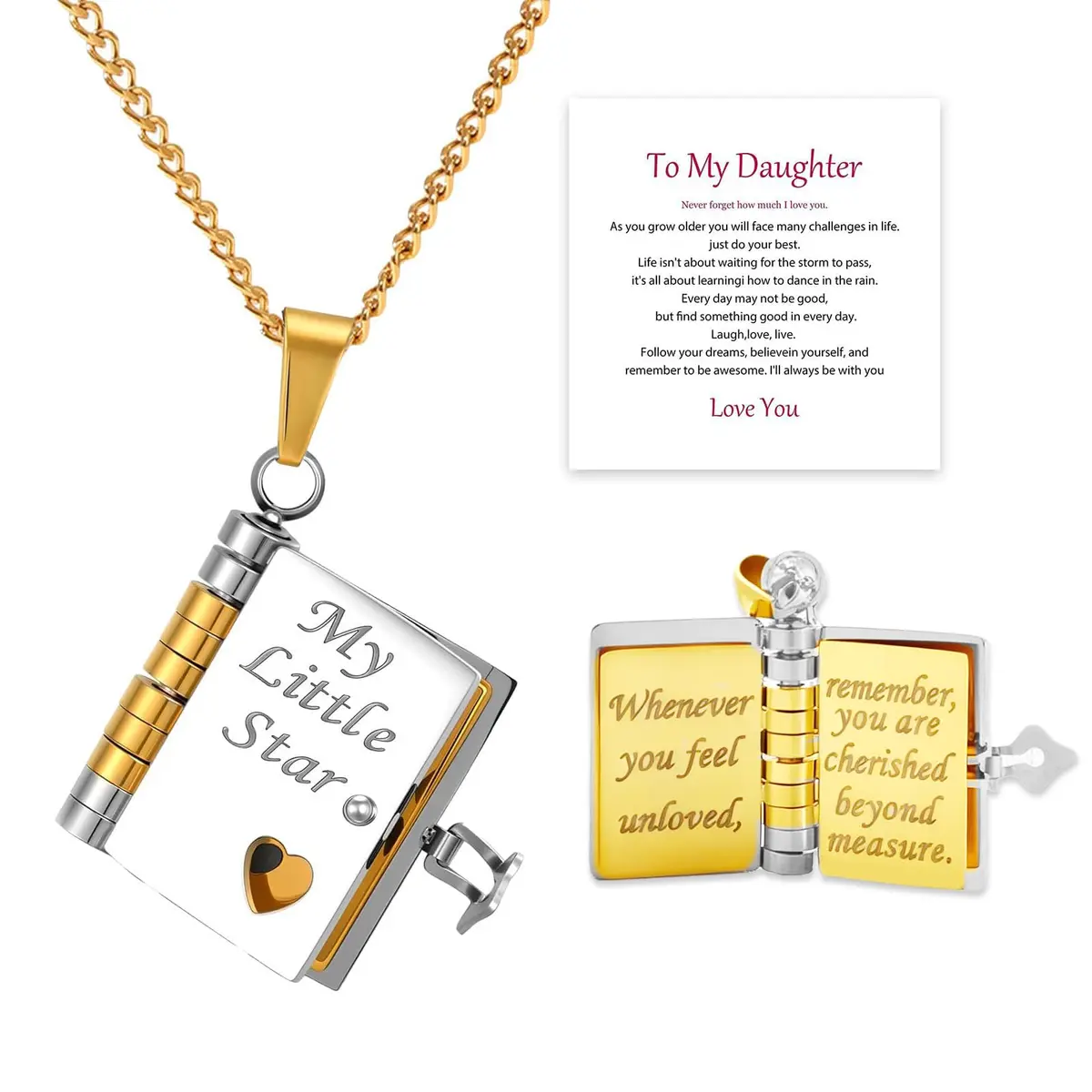 Roe Dolph My Little Star Book Necklace Gift for Daughter & Granddaughter | Meaningful Keepsake, Mothers Day Gift, Pendant Necklace, Emotional Jewelry - main product image