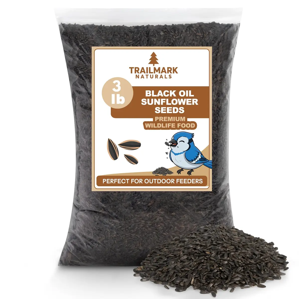 Trailmark Naturals 3 lb Black Oil Sunflower Seeds for Birds | Premium USA Wildlife & Backyard Feeders - main product image