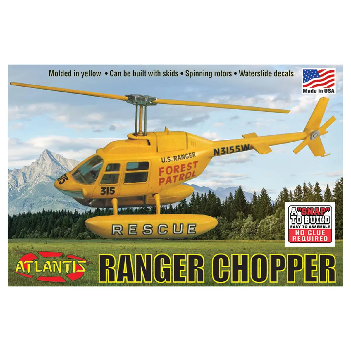 Atlantis 1/72 Forest Patrol Rescue Helicopter Model Kit | Assembly & Painting Required - main product image