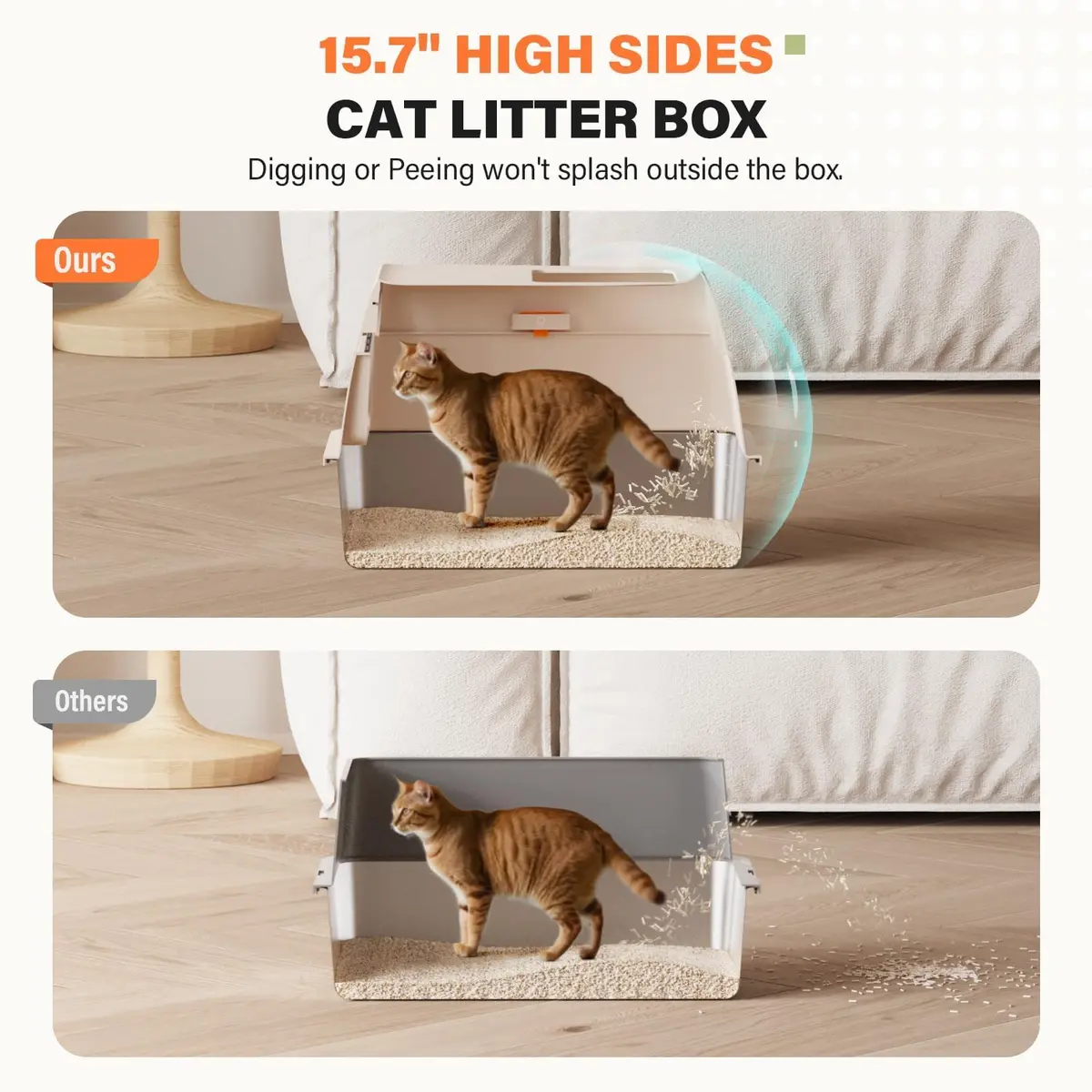 PEDIBAT XL Stainless Steel Litter Box with Lid, Enclosed Metal Cat Pan | Extra Large, High-Sided, Odor-Free - view 3