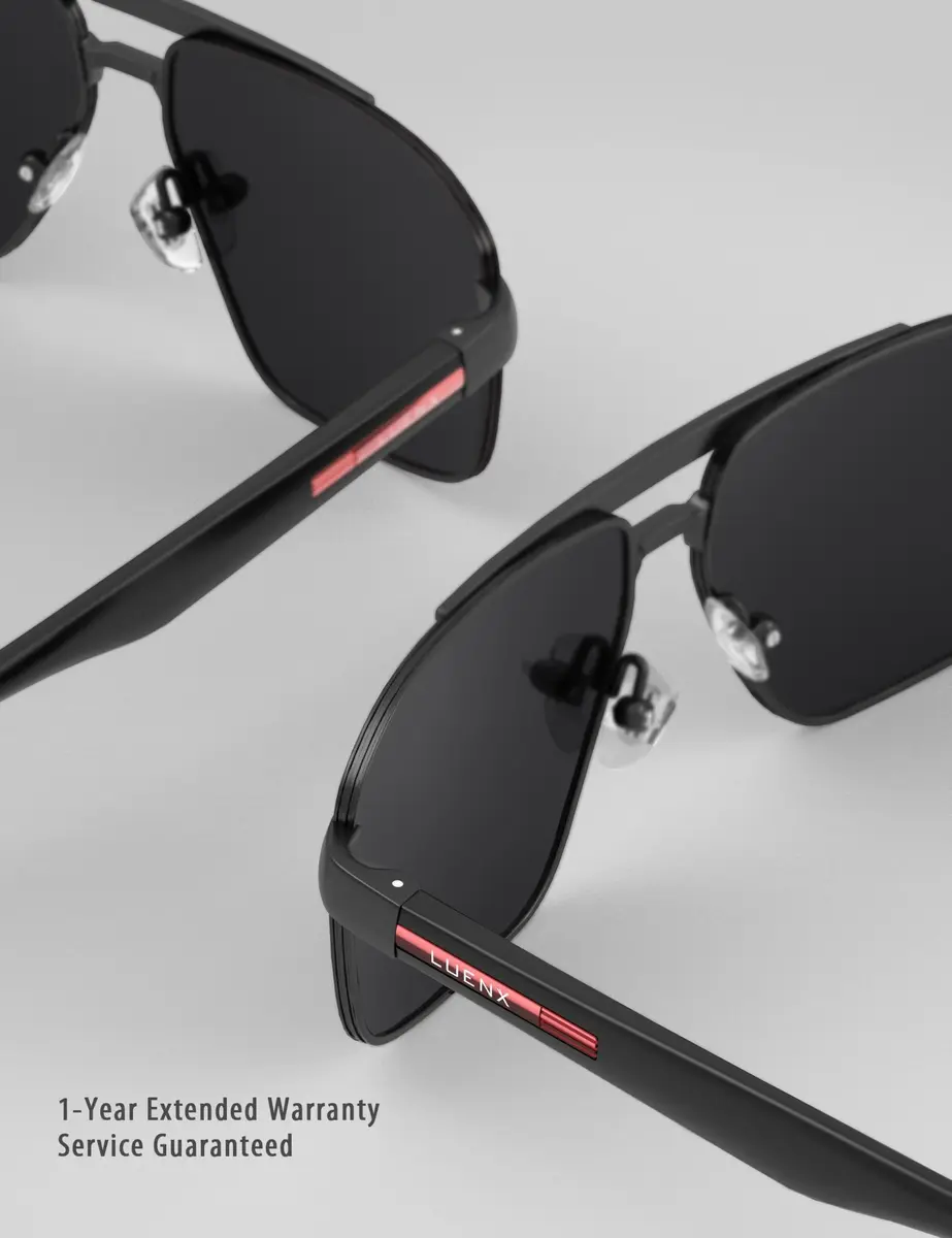 Luenx Polarized Aviator Sunglasses for Men & Women | 60mm Square UV400 Driving - view 6