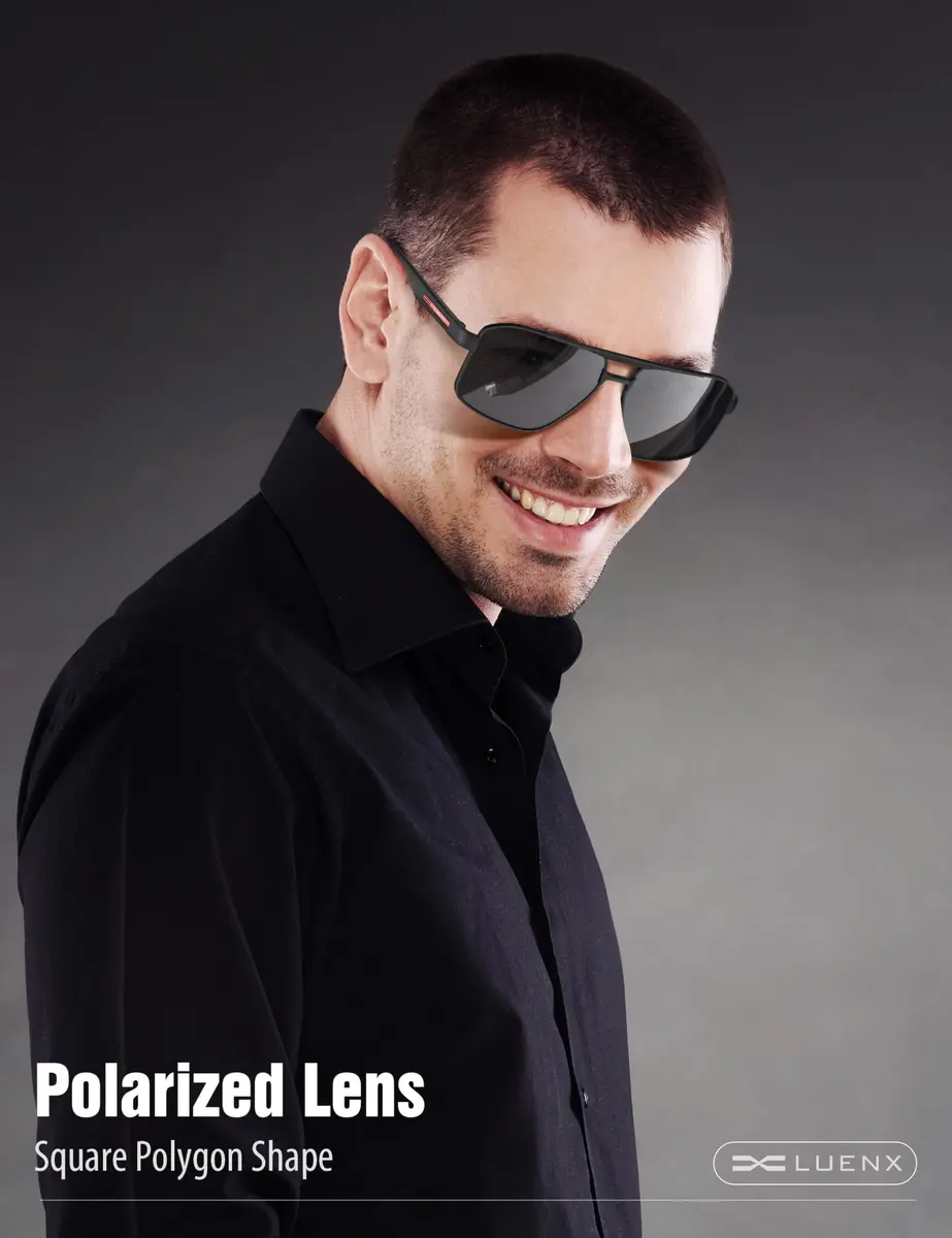 Luenx Polarized Aviator Sunglasses for Men & Women | 60mm Square UV400 Driving - view 2