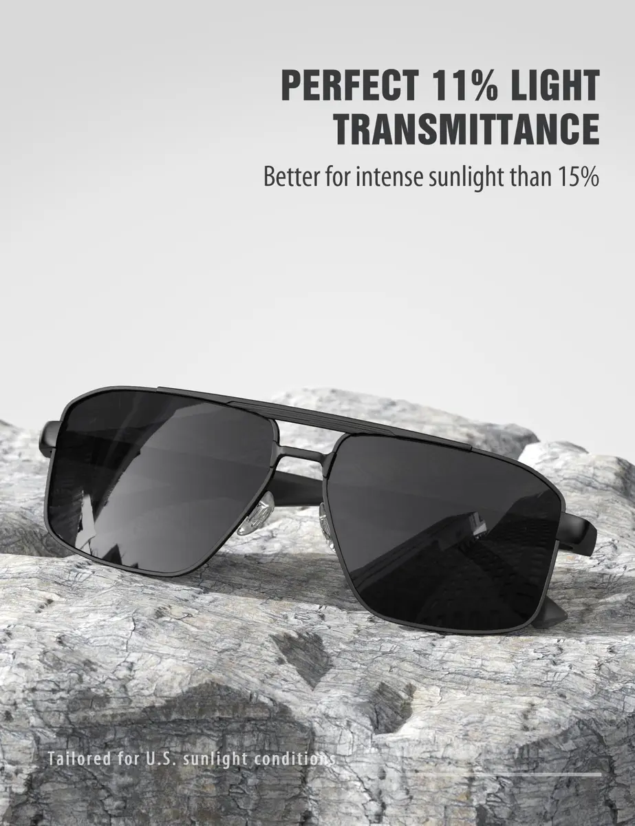 Luenx Polarized Aviator Sunglasses for Men & Women | 60mm Square UV400 Driving - view 3