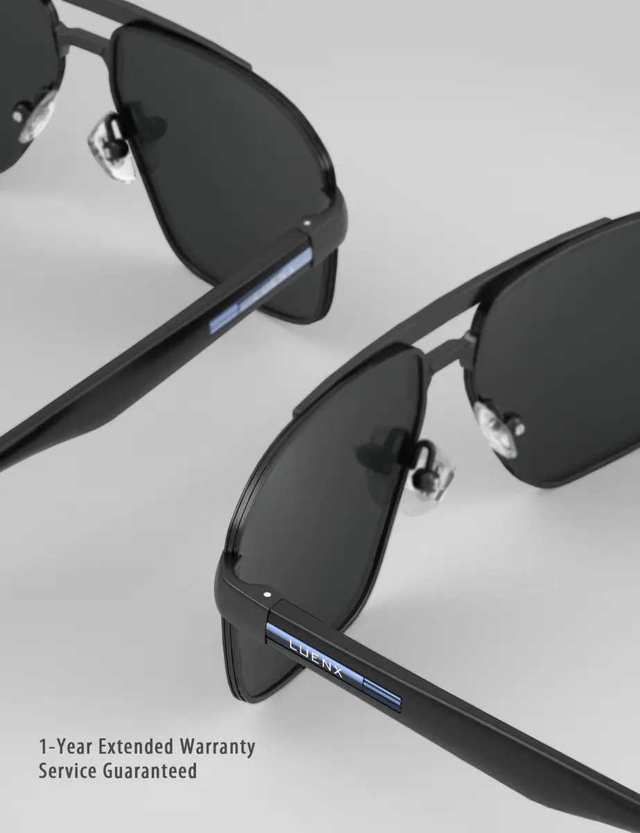 Luenx Polarized Aviator Sunglasses for Men & Women | 60mm (2.36 in) Lens Width, 145mm (5.7 in) Arm Length - view 7
