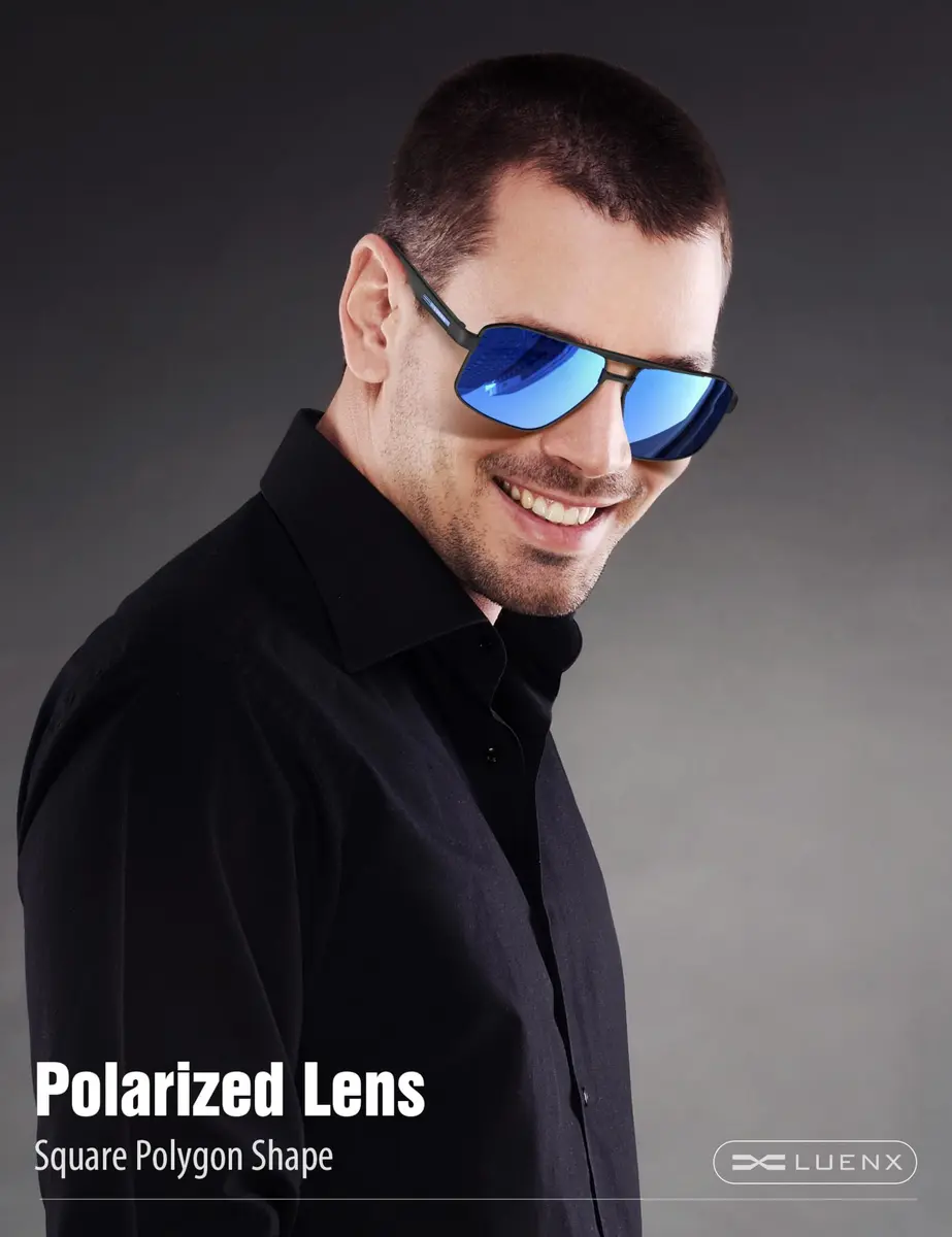 Luenx Polarized Aviator Sunglasses for Men & Women | 60mm (2.36 in) Lens Width, 145mm (5.7 in) Arm Length - view 2