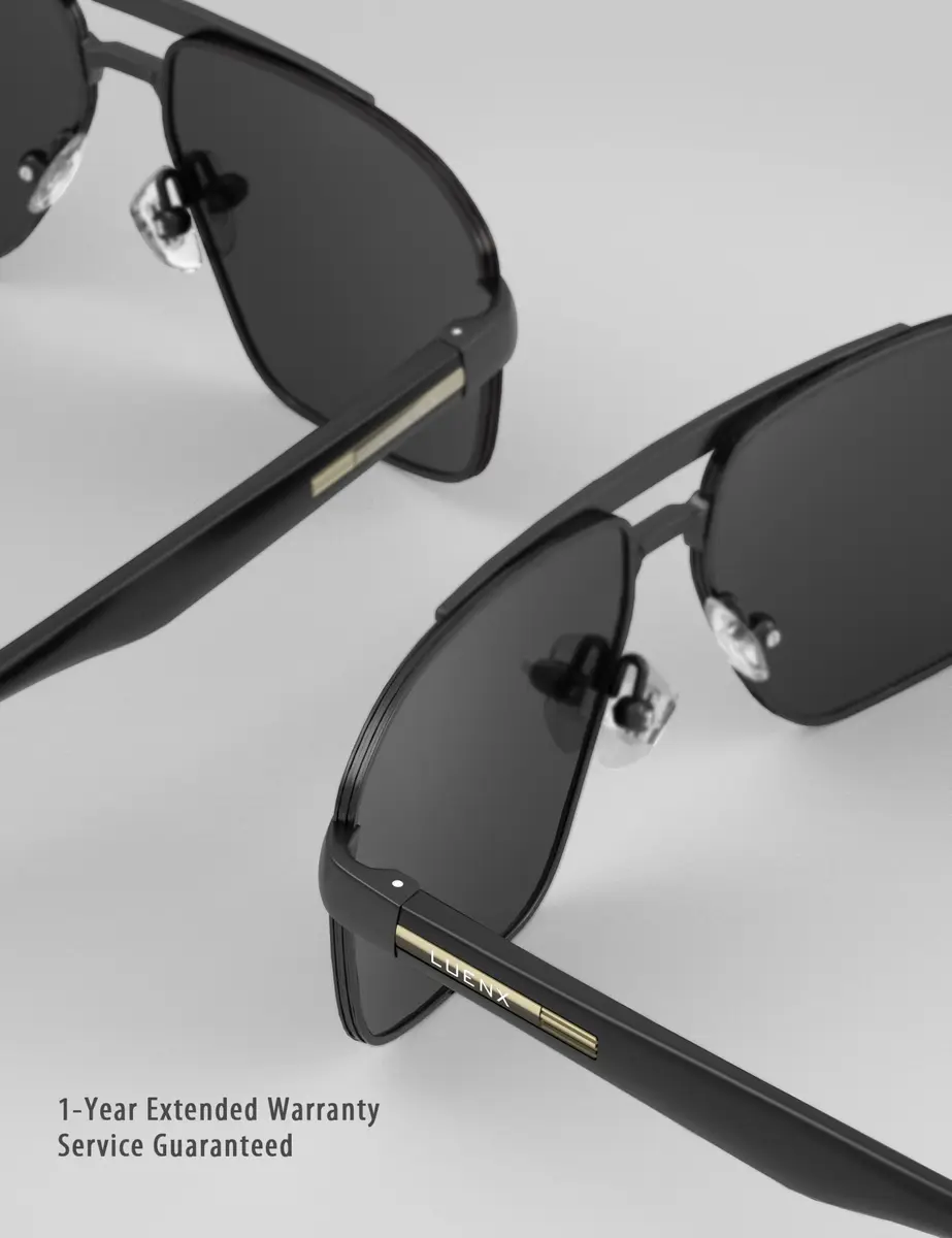 Luenx Polarized Aviator Sunglasses for Men & Women | 60mm (2.36 in) Square Lens - view 7