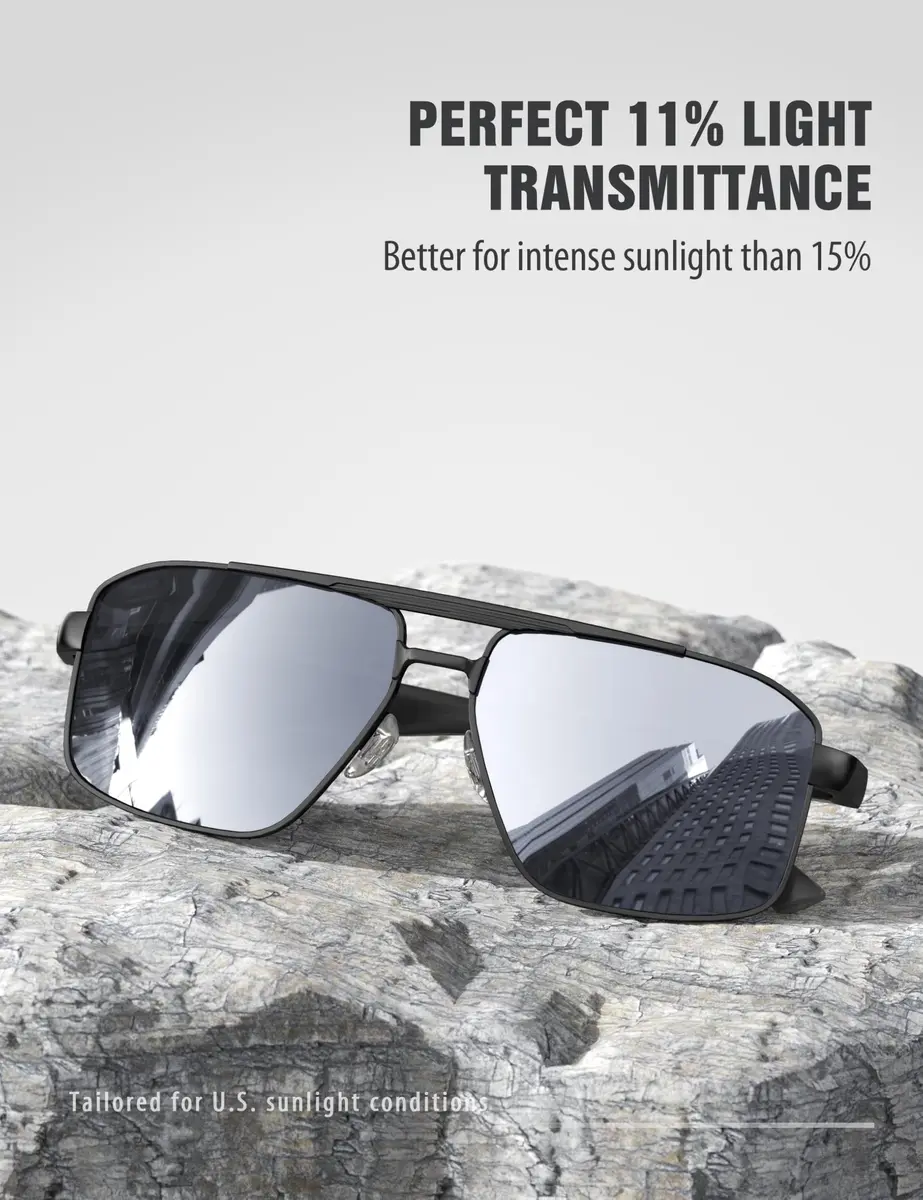 Luenx Polarized Aviator Sunglasses for Men & Women | 60mm (2.36 in) Square Lens - view 3