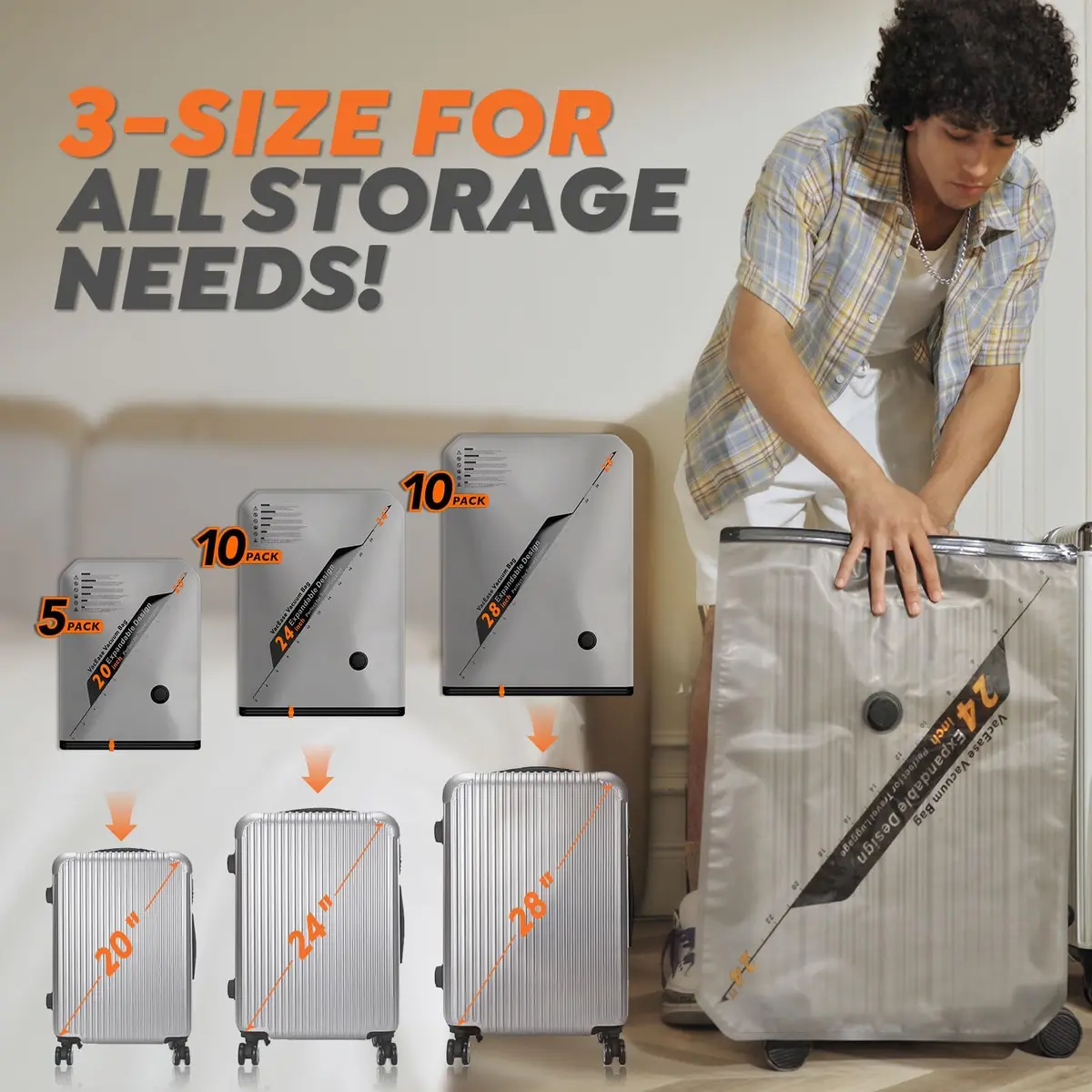 Vacbird Rechargeable Wireless Pump Travel Storage Bags Set - 25 Pack Space Saver Bags for Travel & Home - view 5