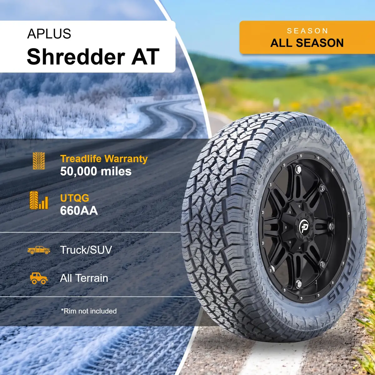 Aplus Shredder A/T All Terrain 235/70R16 106T Light Truck Tire | Off-Road Traction & Highway Comfort - view 5