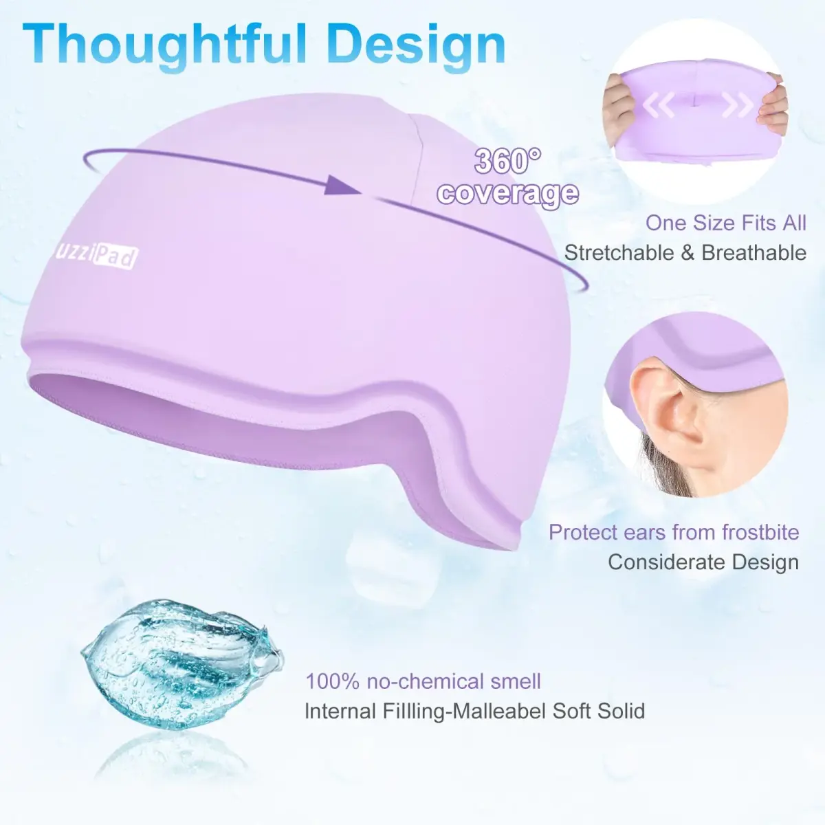 SUZZIPAD Chemo Cooling Cap for Chemotherapy Care, Purple, One Size - view 4
