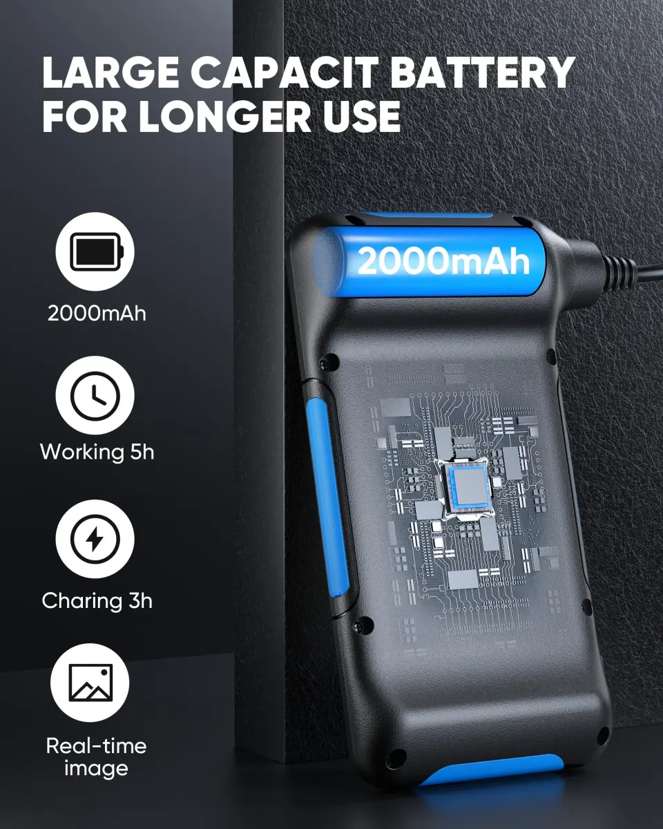 T TAKMLY Dual Lens Endoscope Camera 1080P HD 4.3'' Screen 5m (16.4FT) | IP67 Waterproof Inspection Snake Camera with 8 LEDs - view 3
