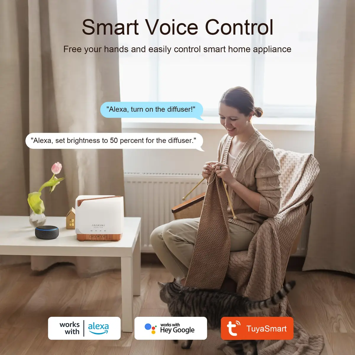 ASAKUKI Smart WiFi Essential Oil Diffuser Humidifier 700ml (25.4 fl oz) | App & Voice Control - view 2