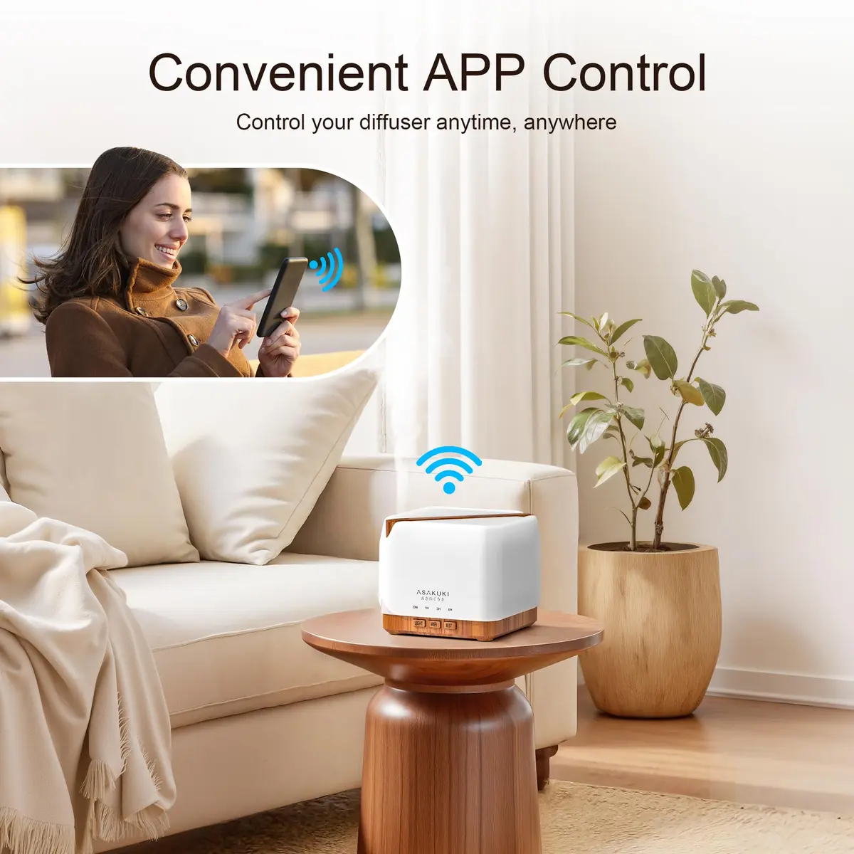 ASAKUKI Smart WiFi Essential Oil Diffuser Humidifier 700ml (25.4 fl oz) | App & Voice Control - view 3