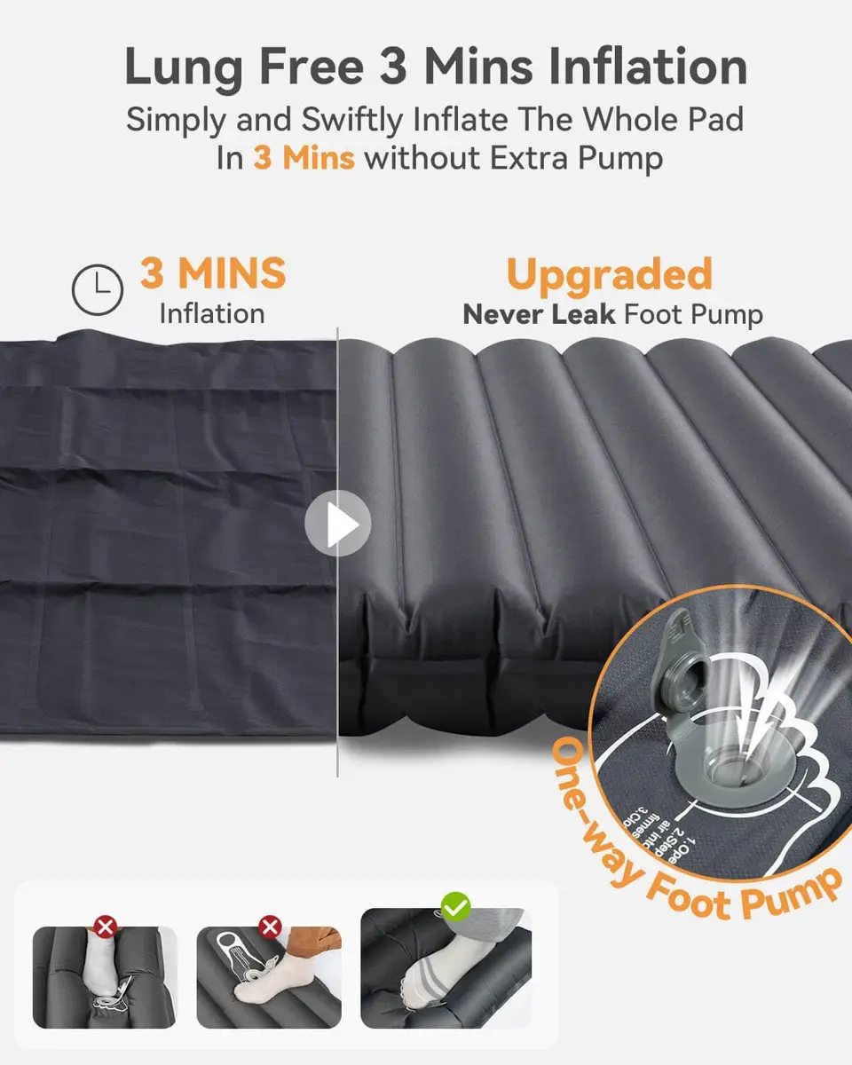Hikenture Double Sleeping Pad, 4-in Thick Camping Mattress | Bed-like Comfort Outdoors - view 4