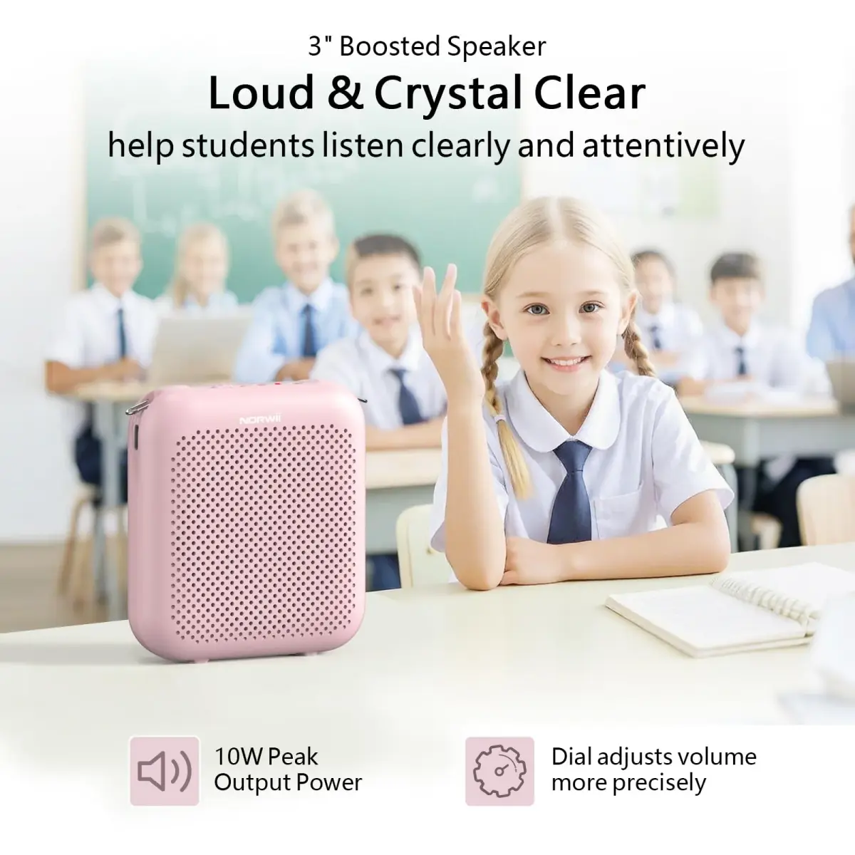 Norwii Portable Voice Amplifier with Wired Microphone Headset & 4000mAh Battery | 10W Loud Clear Sound - view 3