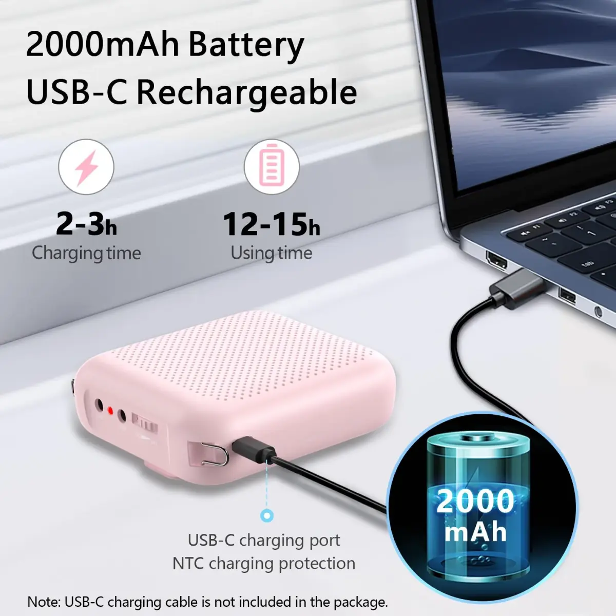Norwii Bluetooth Voice Amplifier with Wired Microphone Headset & 2000mAh Battery | Pink, 10W Output - view 4