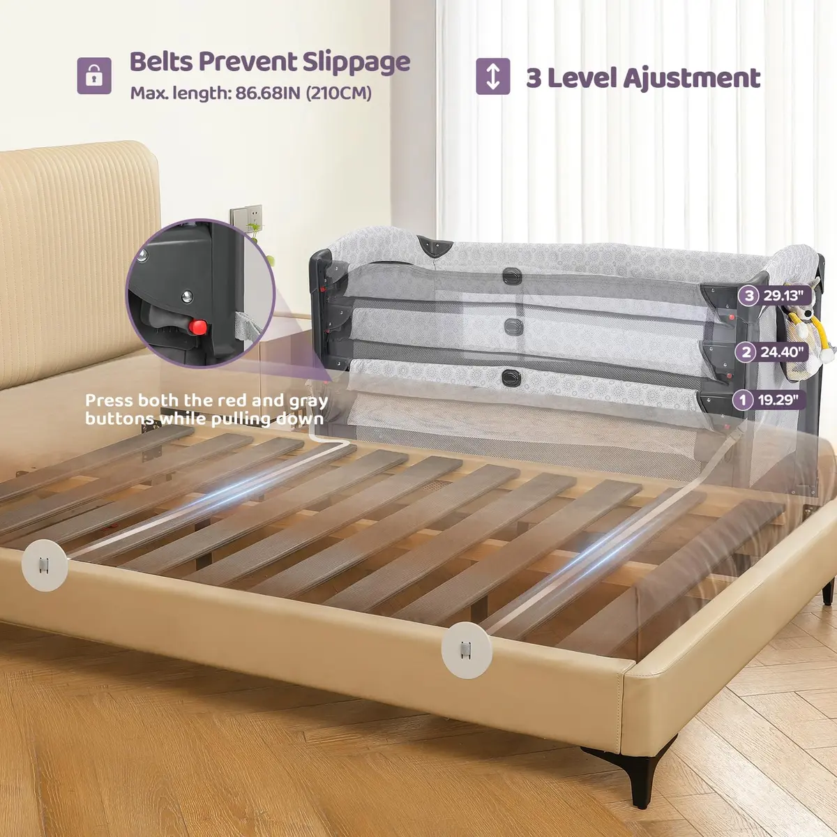 ELEMARA 3 in 1 Baby Bassinet Bedside with Diaper Changer | Foldable, Adjustable & Portable - view 3