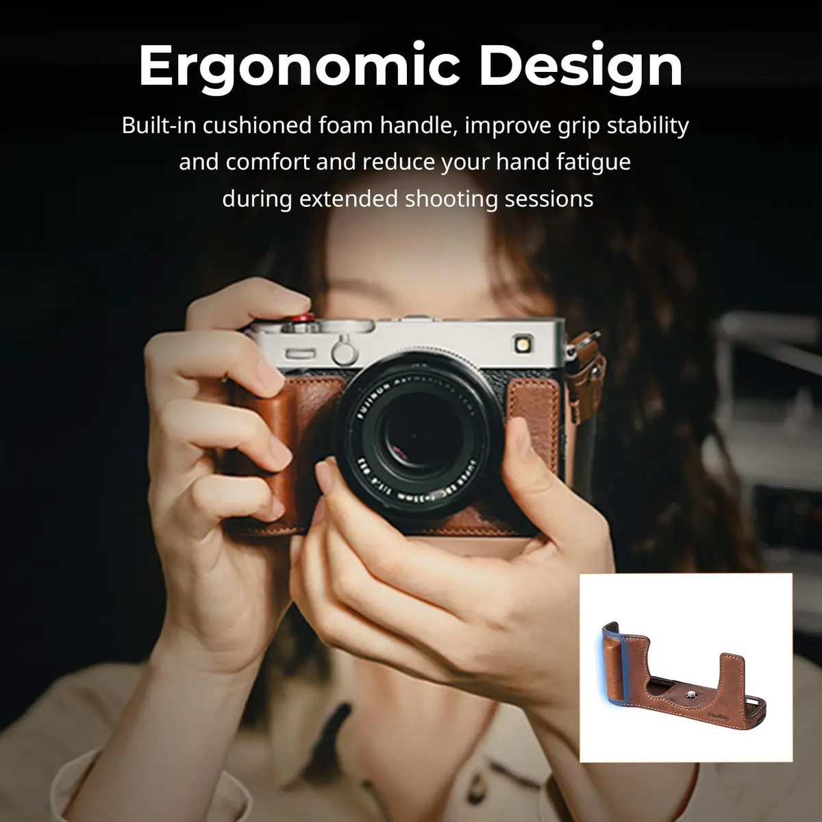 SMALLRIG Leather Camera Case Kit for FUJIFILM X-E5 with Shoulder Strap (Brown) | Vintage Leather Design - view 5