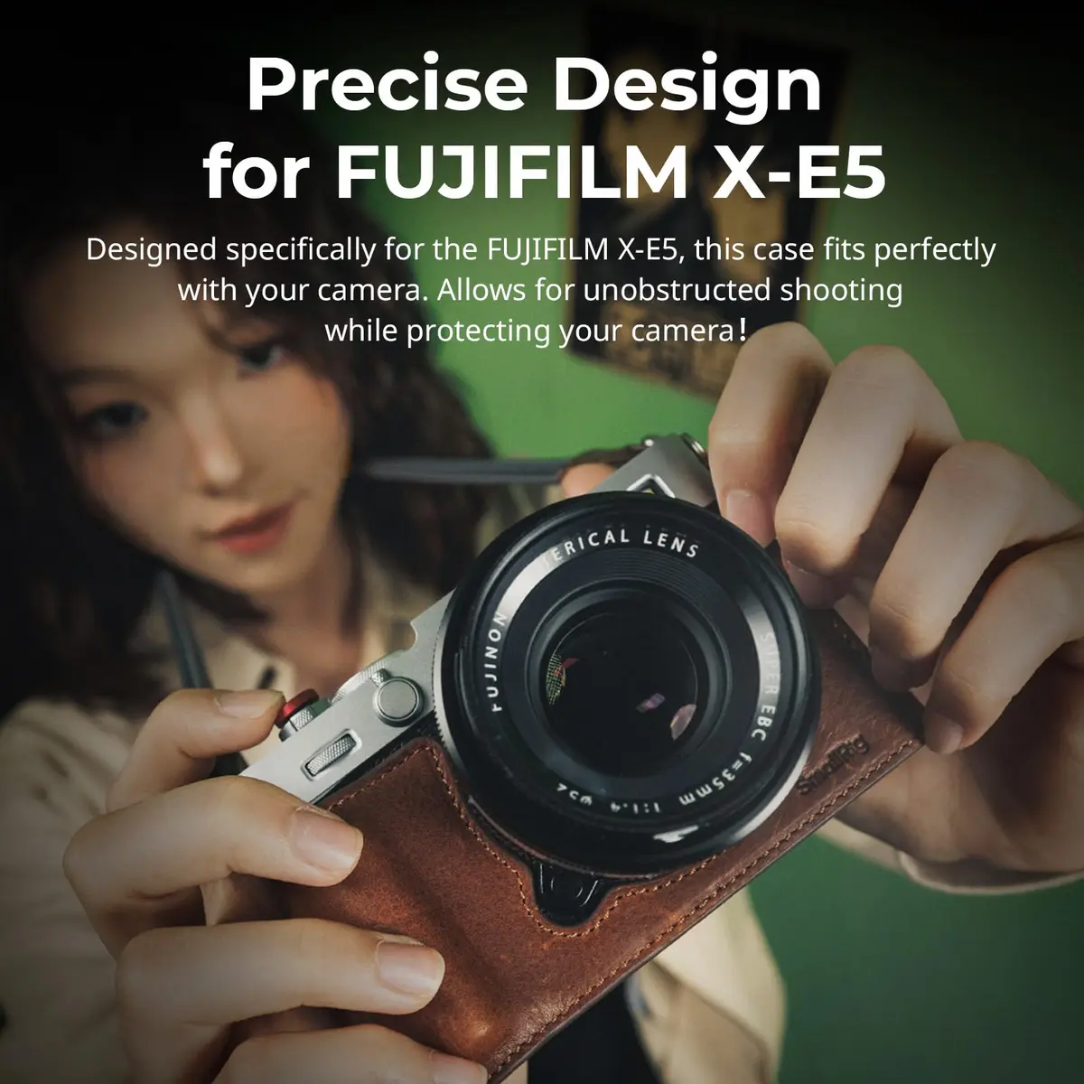 SMALLRIG Leather Camera Case Kit for FUJIFILM X-E5 with Shoulder Strap (Brown) | Vintage Leather Design - view 6