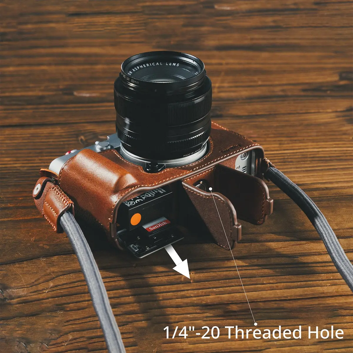SMALLRIG Leather Camera Case Kit for FUJIFILM X-E5 with Shoulder Strap (Brown) | Vintage Leather Design - view 2