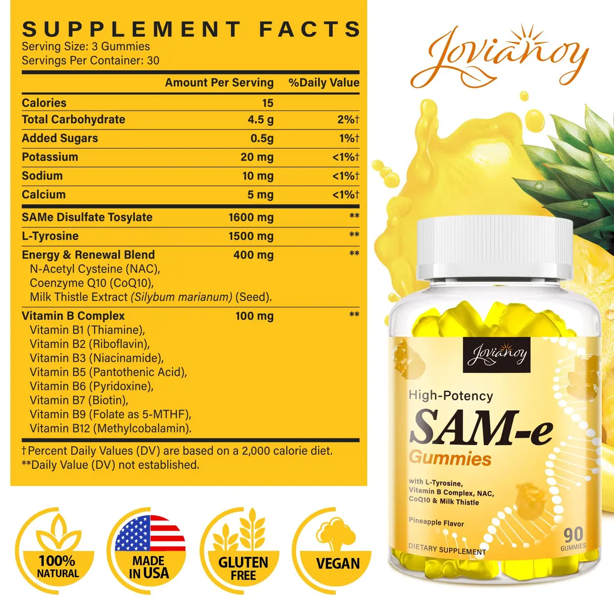 Jovianoy SAM-e Gummies with L-Tyrosine, Vitamin B Complex & NAC - view 2