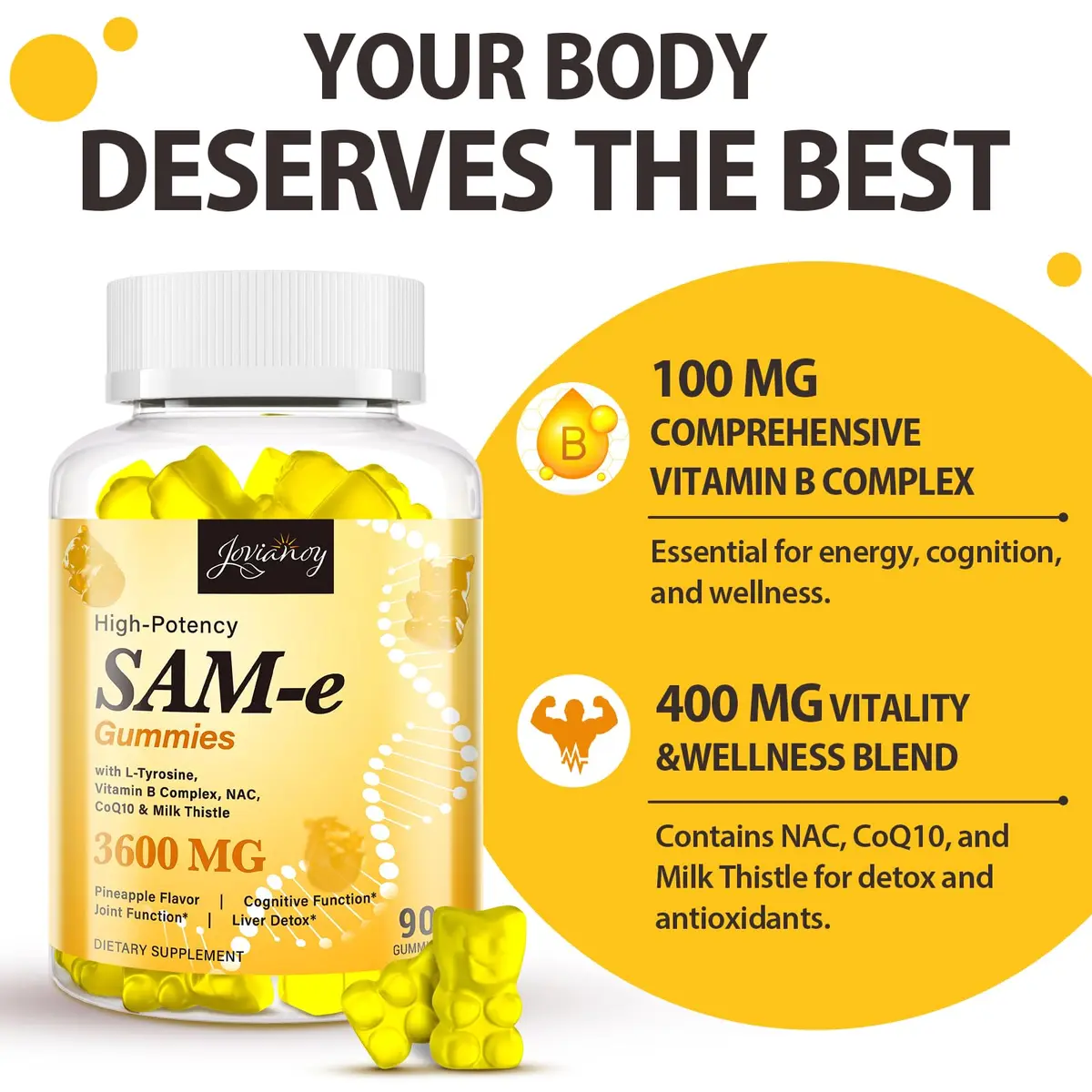 Jovianoy SAM-e Gummies with L-Tyrosine, Vitamin B Complex & NAC - view 4