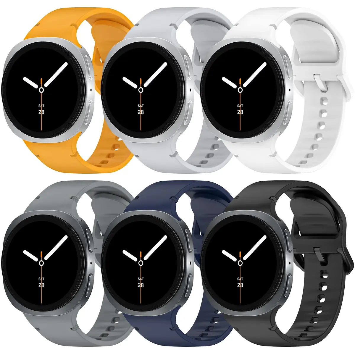 BandRain 6 Pack Silicone Sport Bands for Samsung Galaxy Watch 9/8/8 Classic 40mm 44mm 46mm | Compatible with Smartwatches - main product image