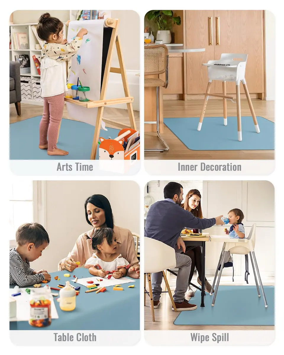 Blissful Diary Baby Splat Mat 129cm x 129cm (50.4" x 50.4") | Waterproof & Anti-Slip Floor Protector for High Chairs, Playtime & Crafts - view 7