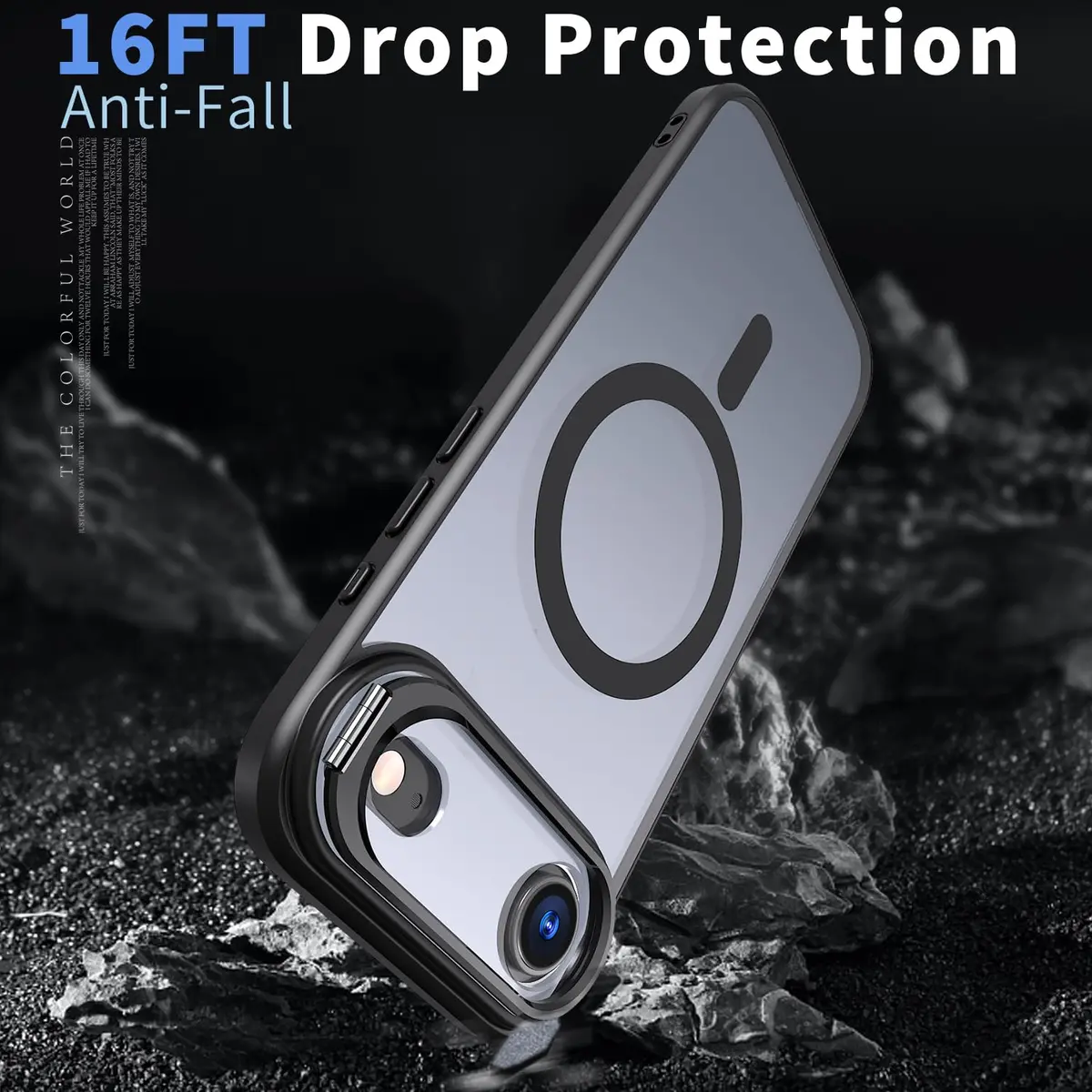 IDweel Magnetic for iPhone Air Case with Built-in Camera Stash Stand, Black | MagSafe Compatible Slim Shockproof Cover - view 7