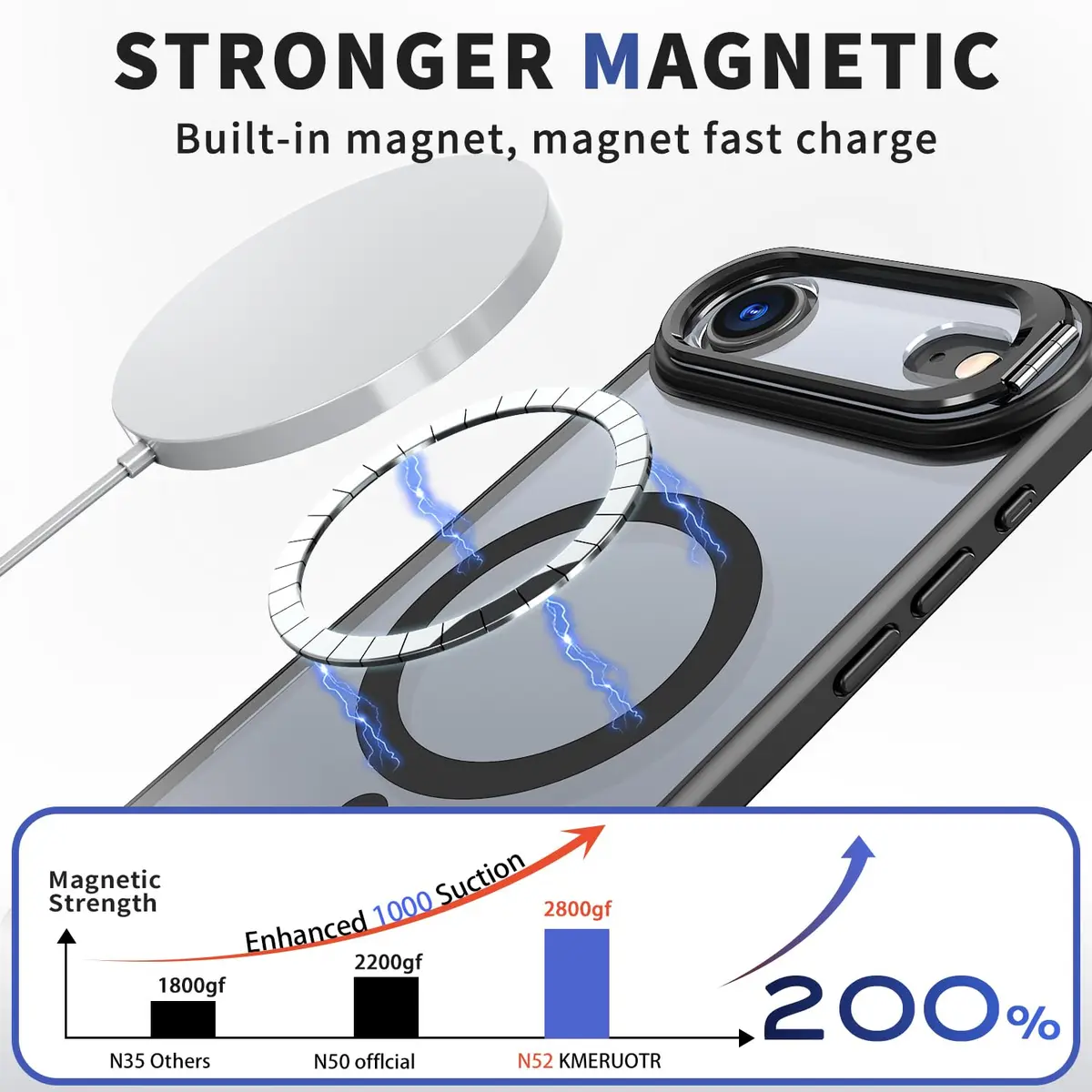 IDweel Magnetic for iPhone Air Case with Built-in Camera Stash Stand, Black | MagSafe Compatible Slim Shockproof Cover - view 8